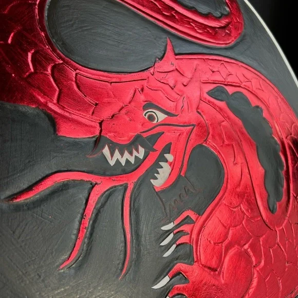 Vintage 15.75" Red and Black Dragon Fantasy Whimsy Wall Art Handcarved - Picture 4 of 16